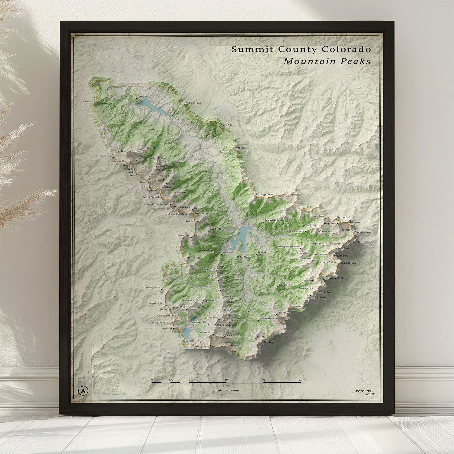 Summit County Colorado Wall Map | Mountain Peaks