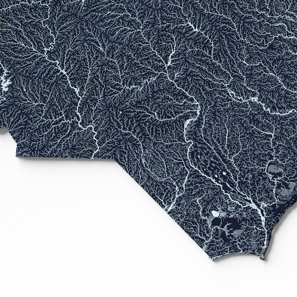 Map of North Carolina with Lakes